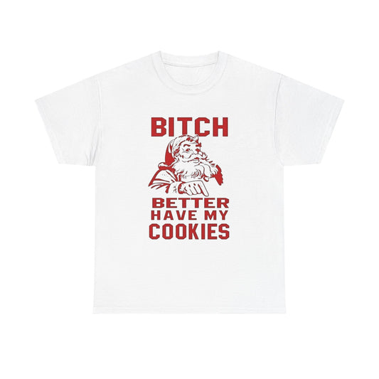 Santa Hilarious Cookies Jokes Christmas Graphic T Shirt Unisex Heavy Cotton Tee