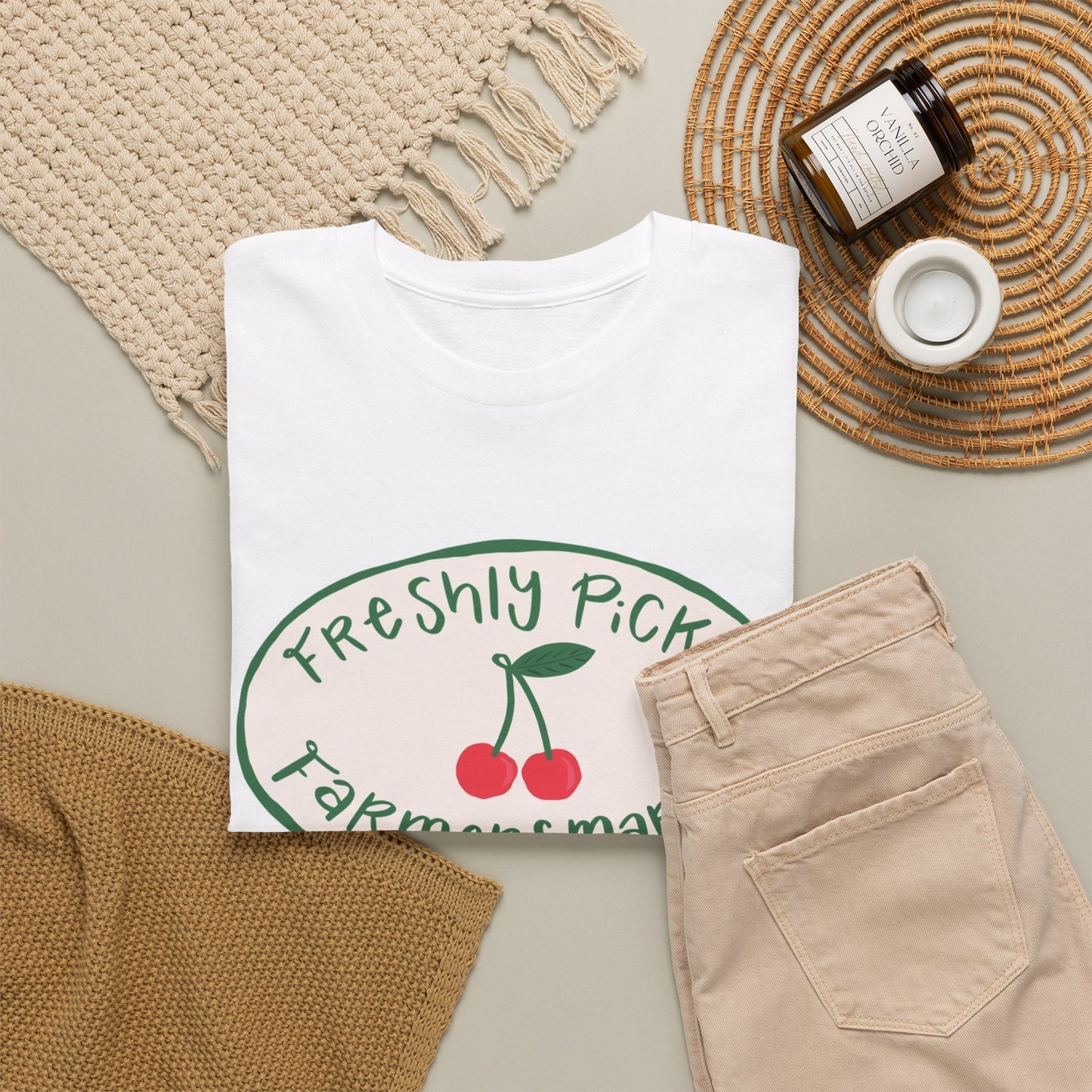 Freshly Picked Farmers Market Graphic T Shirt Retro Men's Heavy Cotton Tee