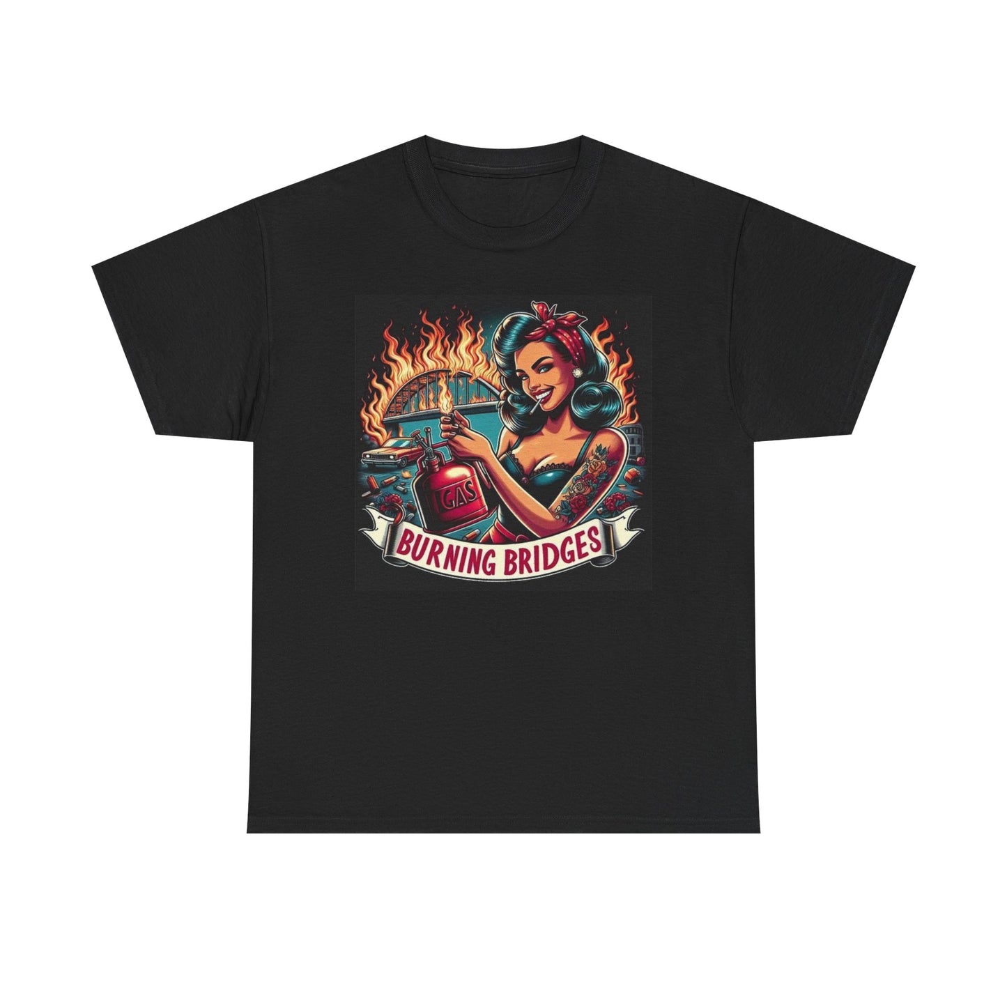 Burning Bridges Graphic T Shirt Women's Cotton Tee BRAND NEW