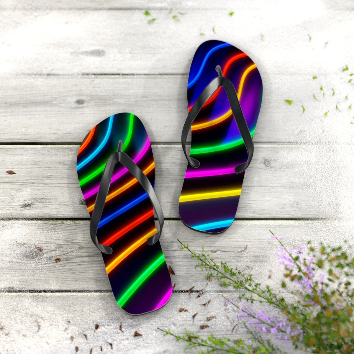 Neon Lights Flip Flops, Sandals Slides, Summer Footwear, Brand New