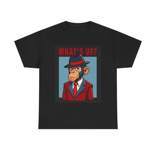 What's Up Funny Monkey T Shirt Meme Jokes Comedy Unisex Heavy Cotton Tee