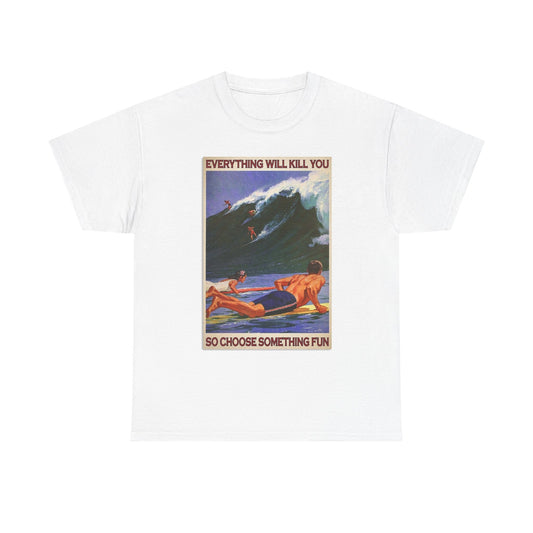 Vintage Surfing Graphic T Shirt Retro Hawaii Unisex Heavy Cotton Tee