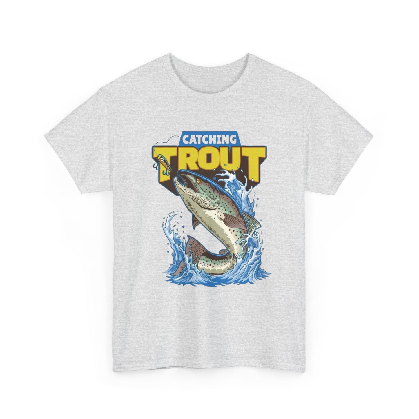 Catching Trout Fishing T Shirt Graphic Unisex Heavy Cotton Tee NEW GIFT