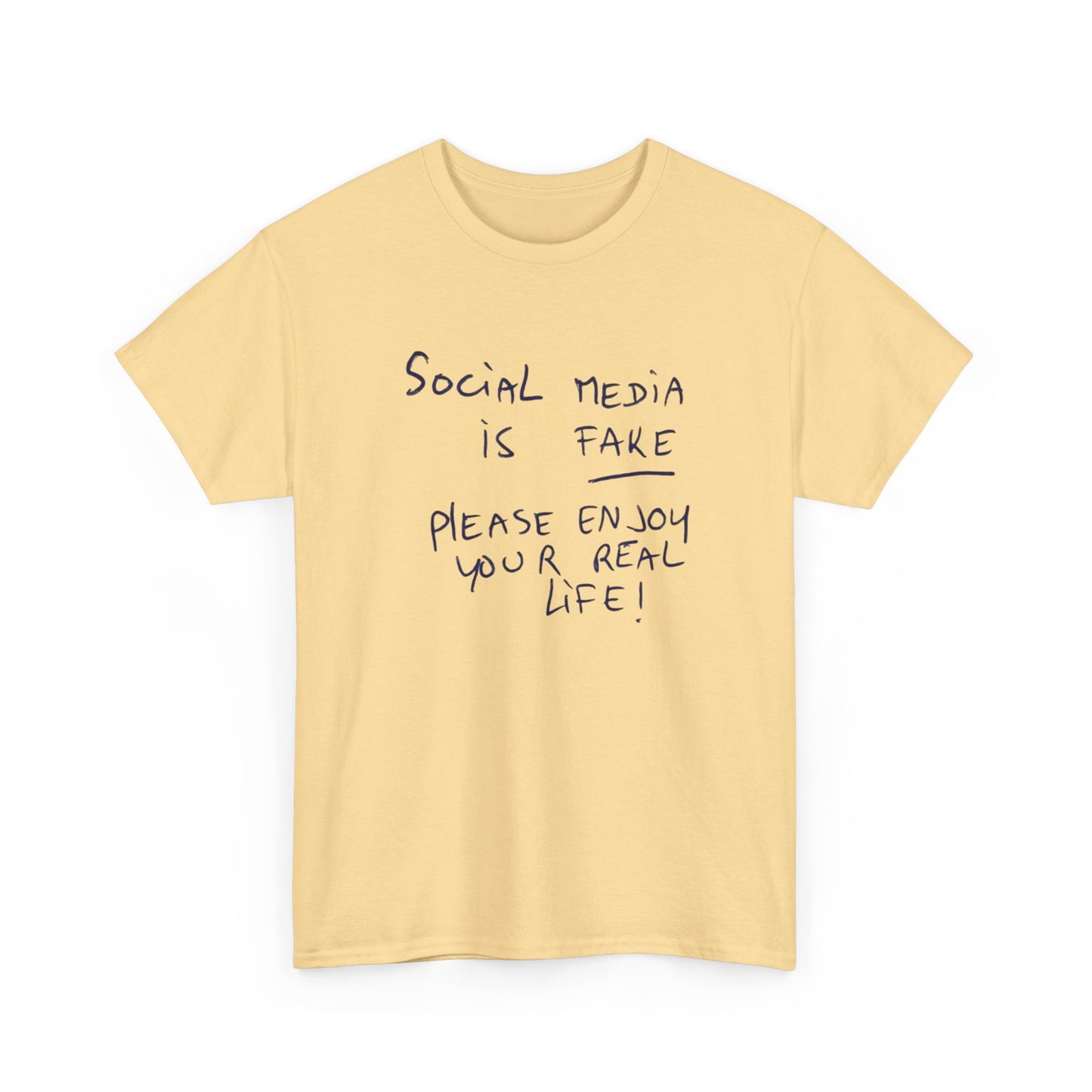 Social Media Is Fake Graphic T Shirt NEW Unisex Heavy Cotton Tee