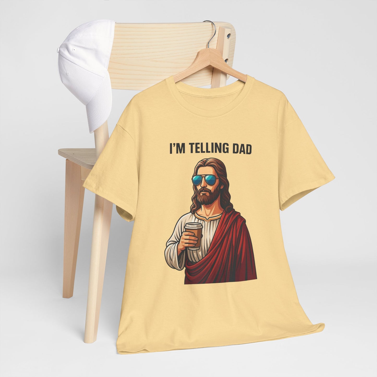 I'm Telling Dad Funny Jesus Graphic T Shirt Heavy Cotton Tee NEW ADULT UNISEX