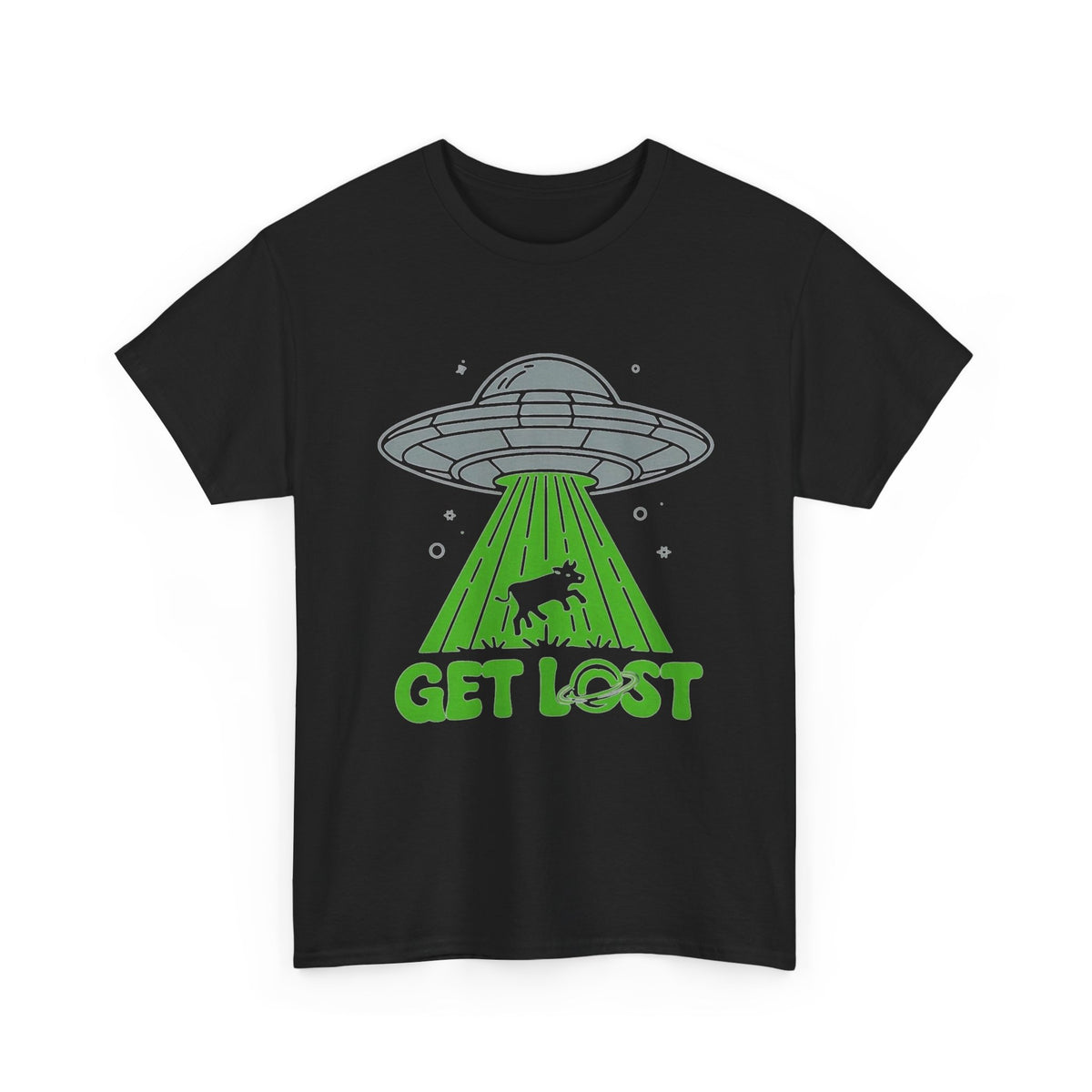 Get Lost Alien Abduction Funny Graphic T Shirt Men's Heavy Cotton Tee