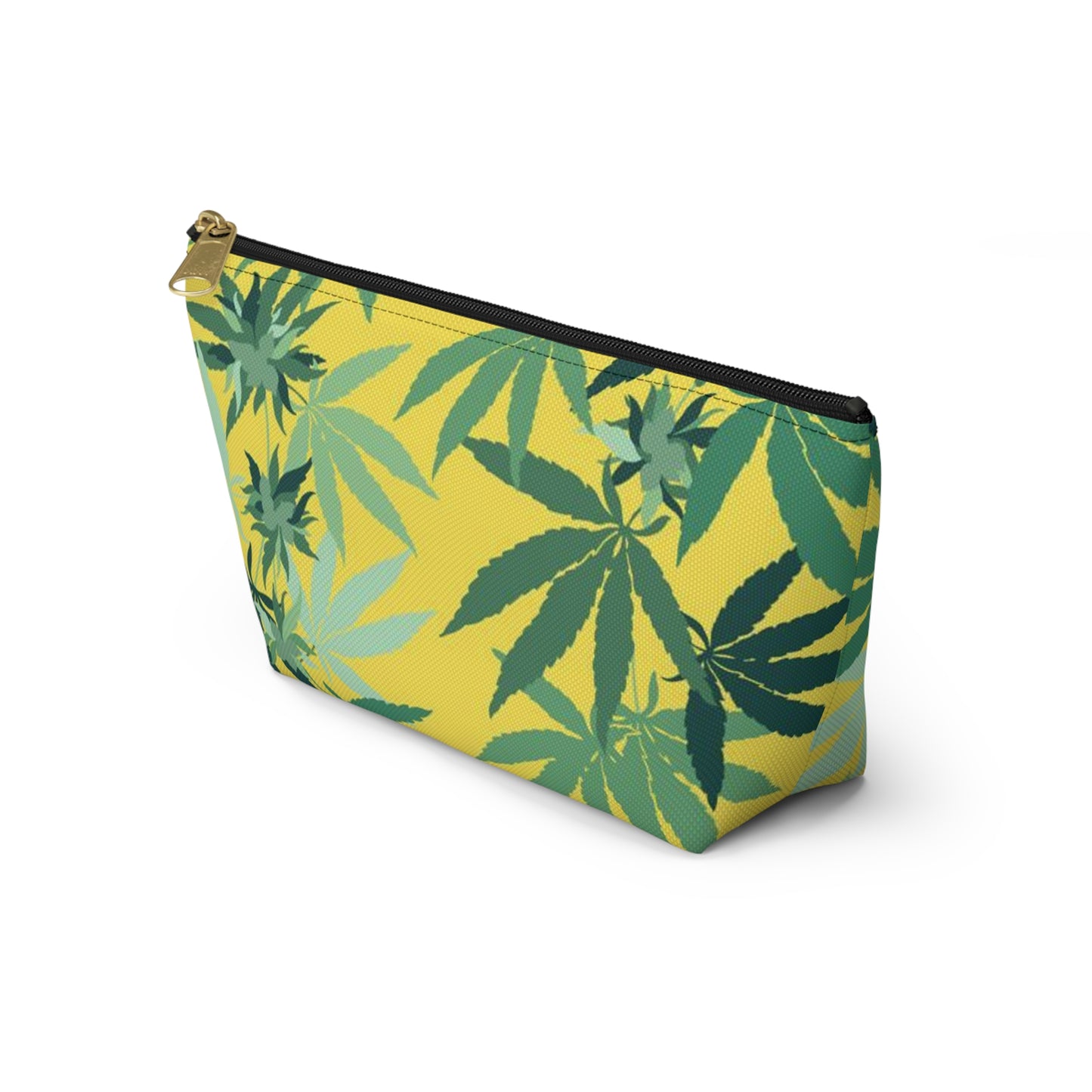 Yellow Weed Leaf All Over print Bag Accessory Pouch w T-bottom