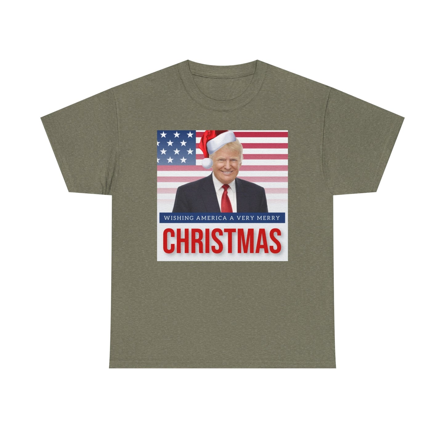 Trump Merry Christmas T Shirt Funny Holidays Graphic Unisex American Flag