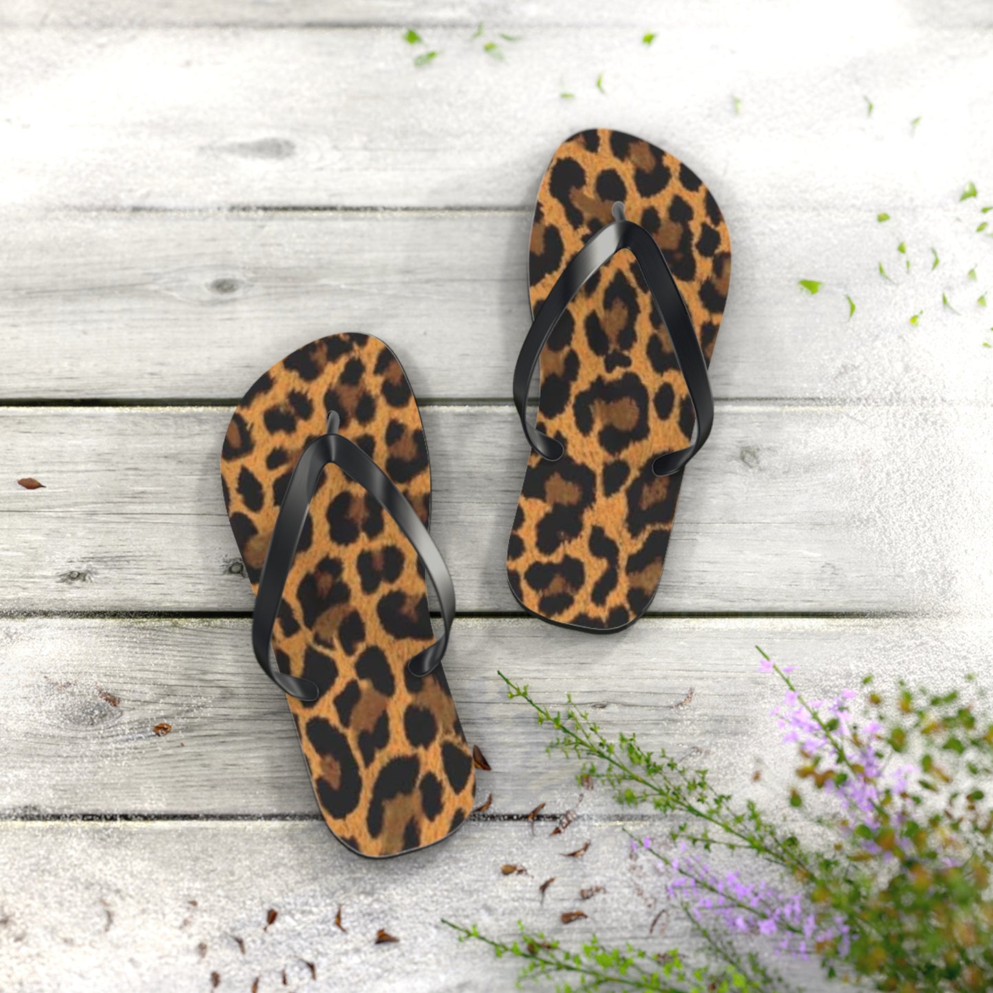 Cheetah Print Beach Sandals, Slides for Summer, Flip Flops, Water Resistant