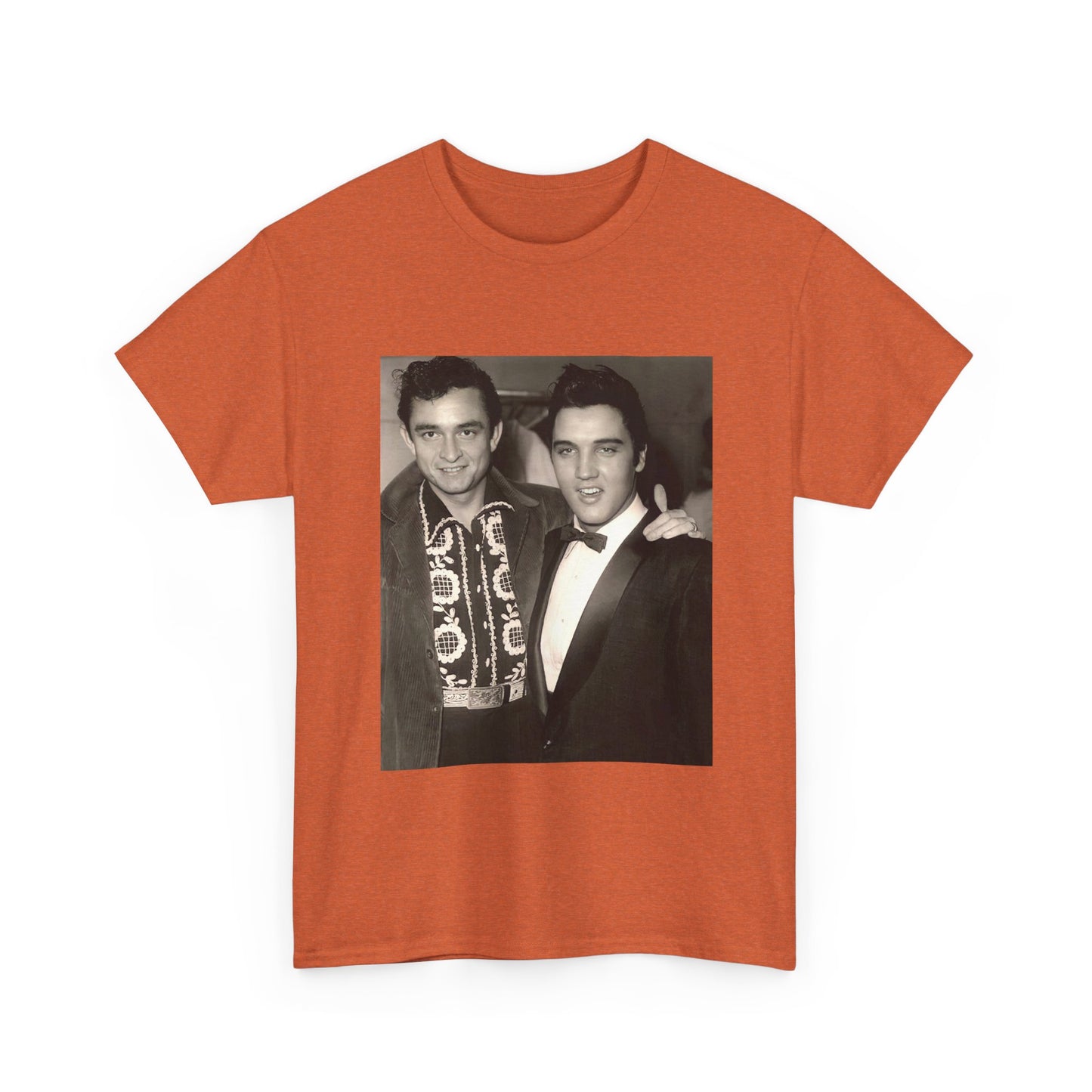 Elvis And Johnny cash shirt vintage graphic art black and white Heavy Cotton
