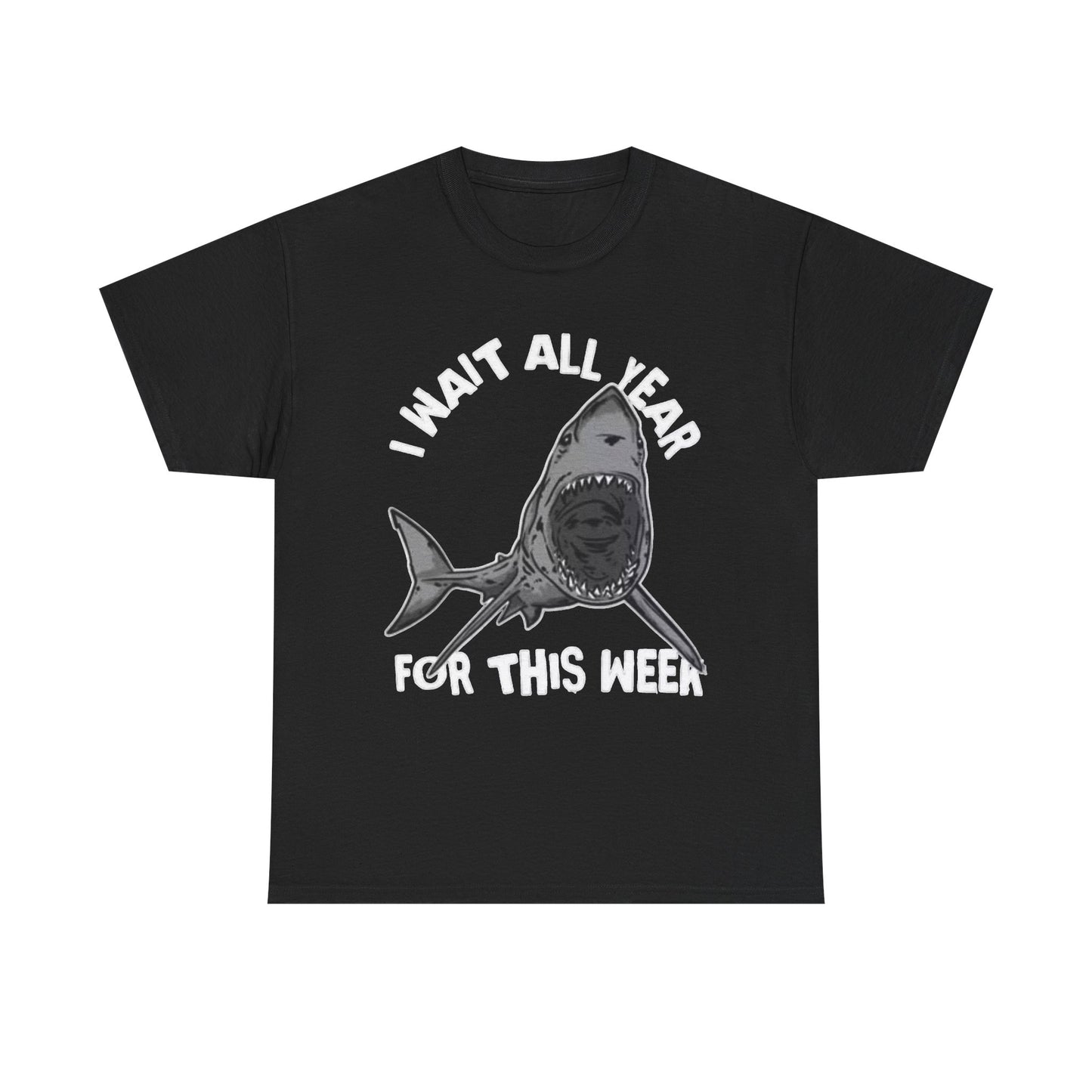Shark Attack T Shirt Week Graphic Ocean Beach Unisex Heavy Cotton Tee