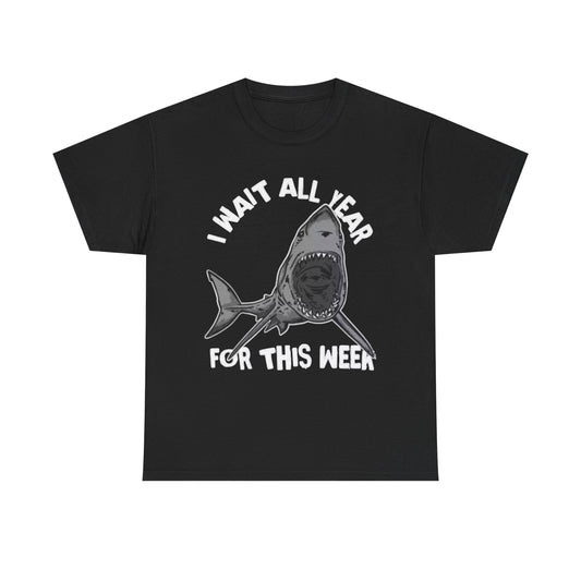 Shark Attack T Shirt Week Graphic Ocean Beach Unisex Heavy Cotton Tee
