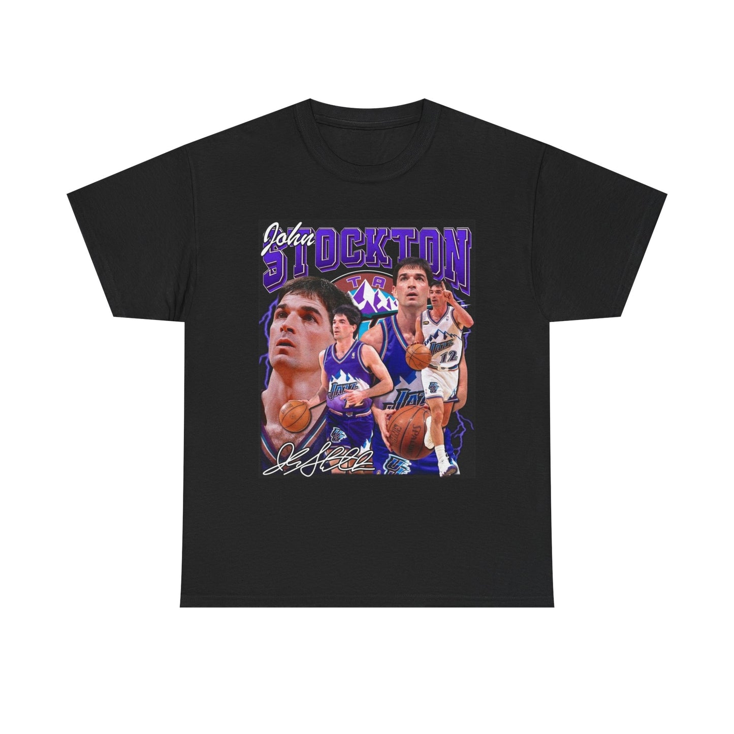 John Stockton Graphic T Shirt Vintage Basketball Retro Unisex Heavy Cotton Tee