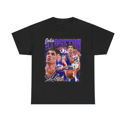 John Stockton Graphic T Shirt Vintage Basketball Retro Unisex Heavy Cotton Tee