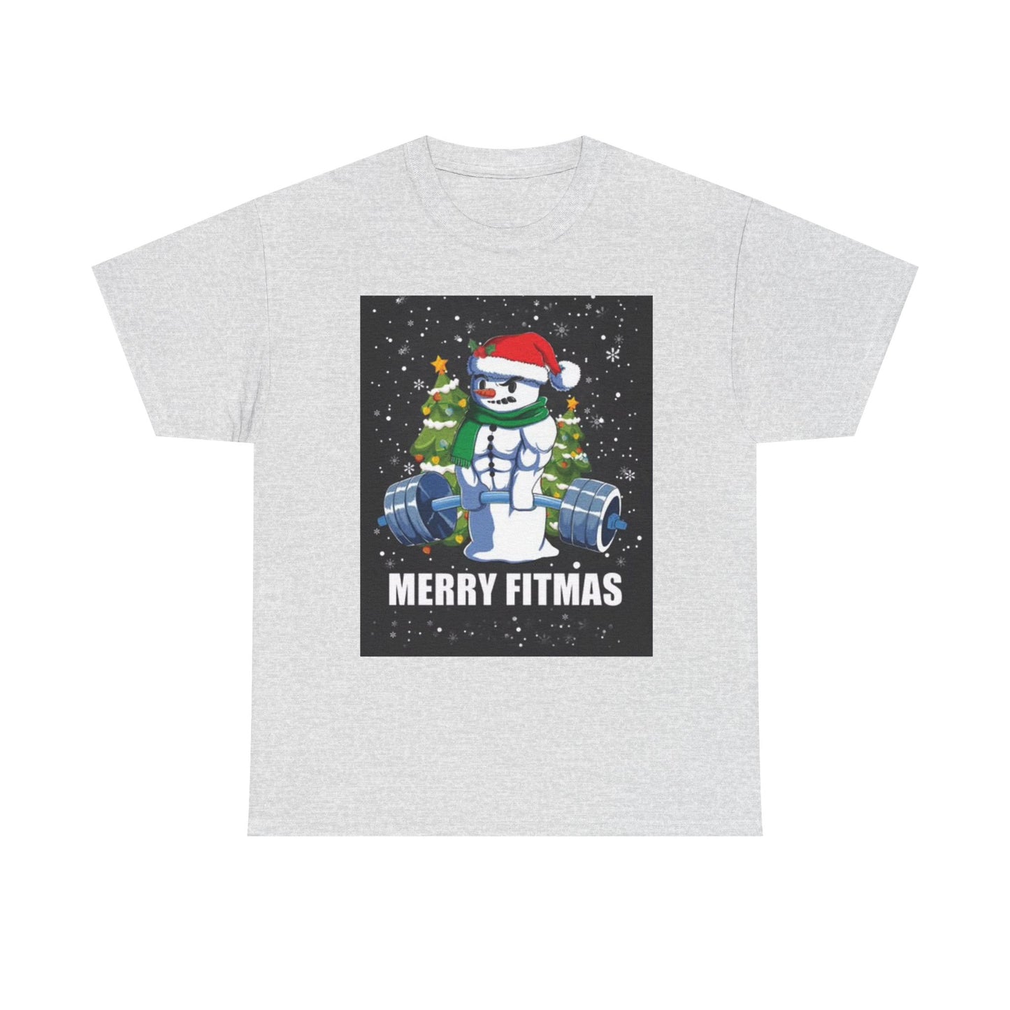 Merry Fitmas Shirt Funny Gym Snowman Christmas Gym Unisex Heavy Cotton Tee