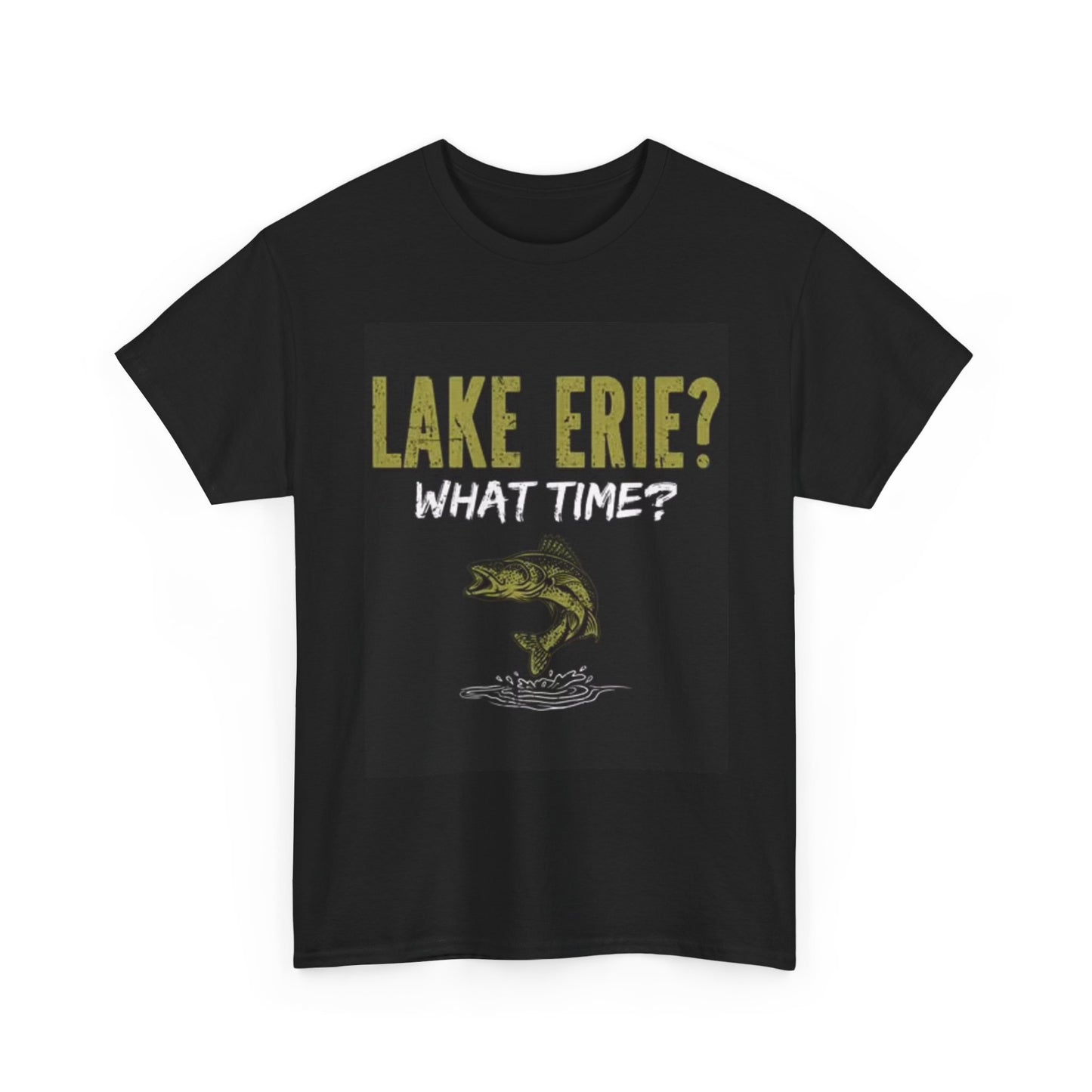 lake Erie Fishing TEE SHIRT Funny Fish Lake Boating Graphic Unisex Heavy Cotton