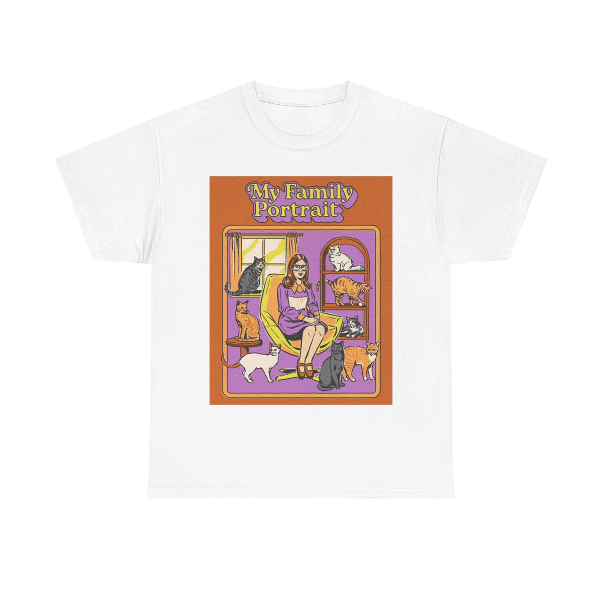 Family Portrait Tshirt Funny Cat lady 80s Vibe Unisex Heavy Cotton Tee