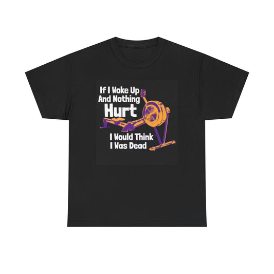 Rowing Machine T Shirt Funny GYM Workout Graphic Unisex Heavy Cotton Tee