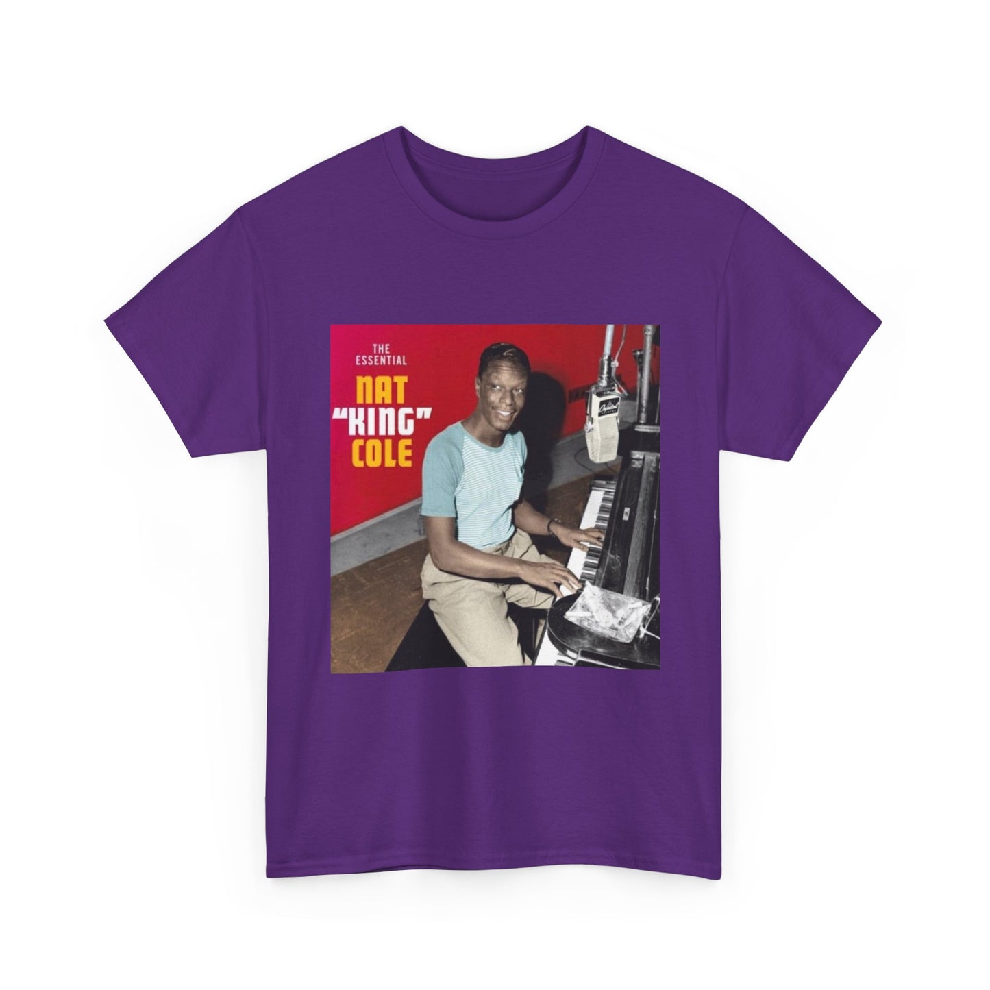 Nat King Cole Tshirt Vintage Piano Concert Poster retro Unisex Heavy Cotton Tee