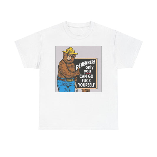 Funny Smokey The Bear Graphic T Shirt S-5XL Unisex Heavy Cotton Tee