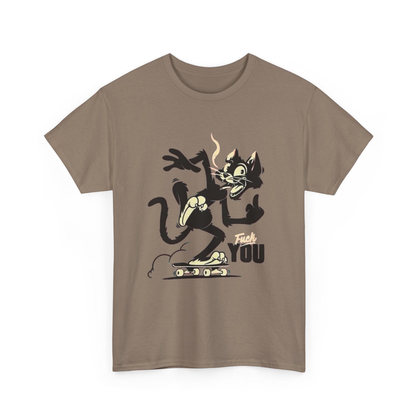 Funny Cat Middle Finger Graphic T Shirt NEW Vintage Unisex Heavy Cotton Tee