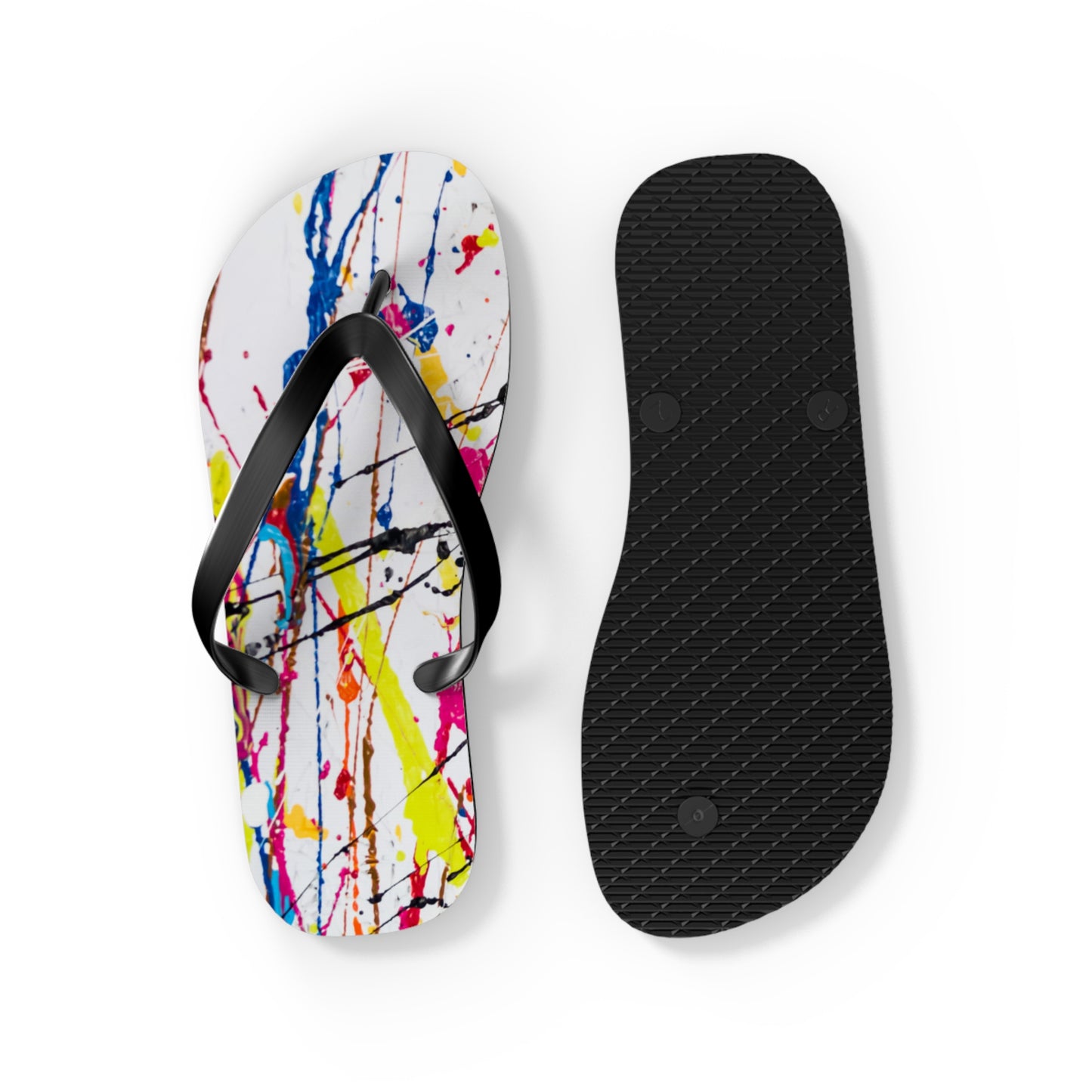 Waves And Sun Sandals Paint Splatter Summer Flip Flops Slides BRAND NEW