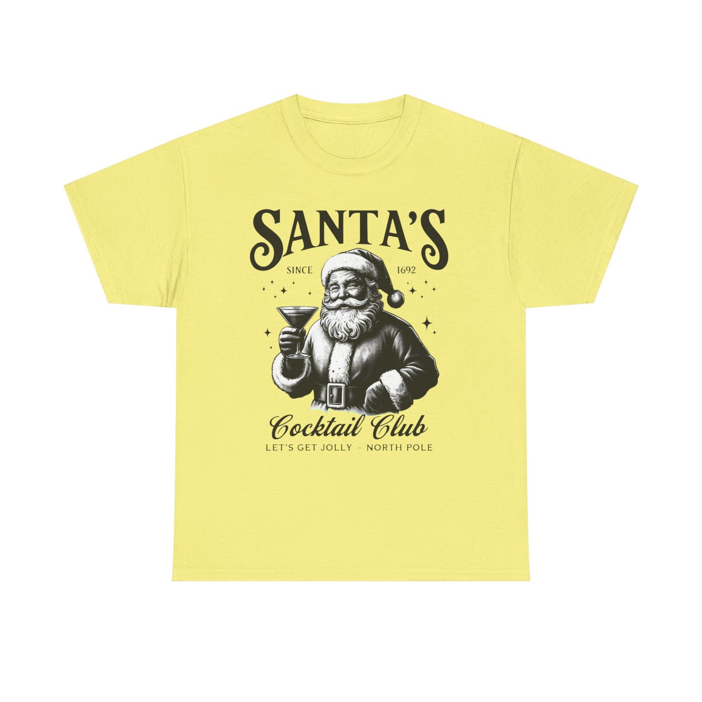 Santa's Cocktail Club Graphic T Shirt NEW Adult Tee