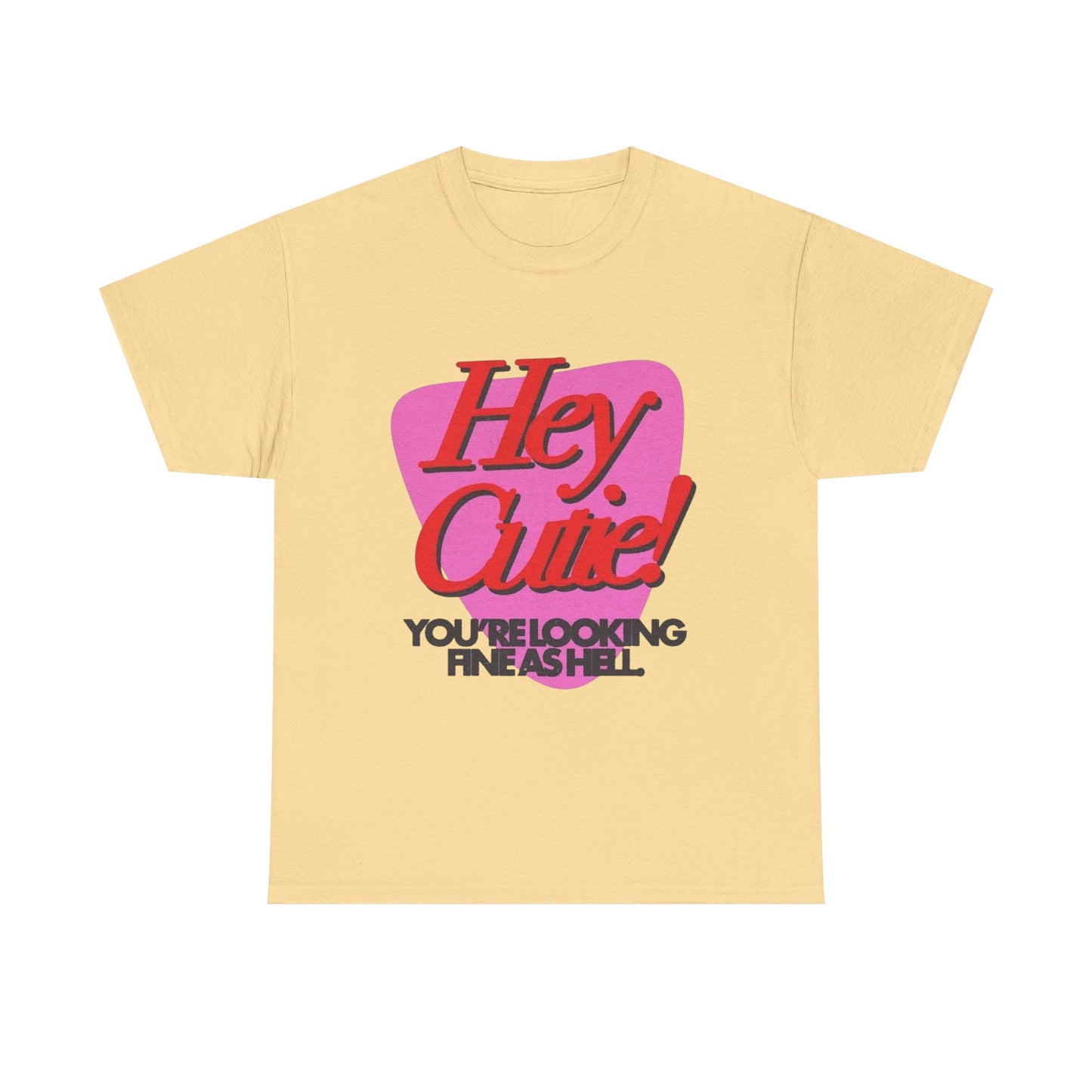 Hey Cutie Funny Love Graphic T Shirt Unisex Heavy Cotton Tee Gift Vintage