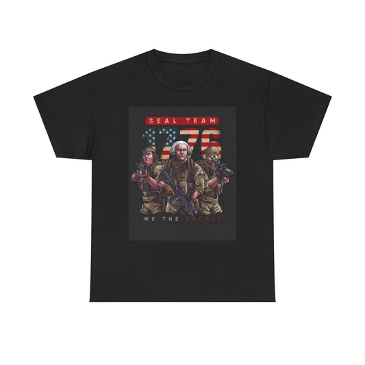 Navy Seals Team Tshirt 1776 America July 4th Flag Unisex Heavy Cotton Tee