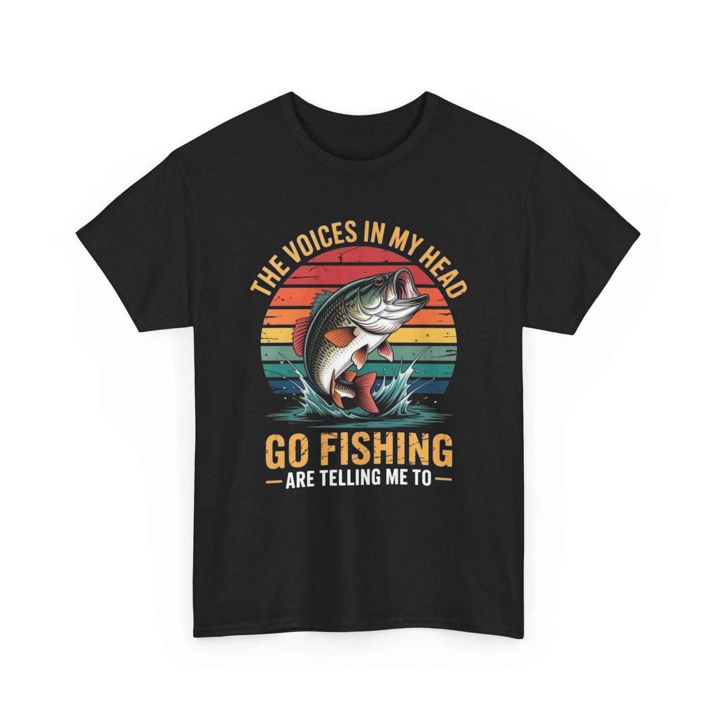 The Voices Telling Me To Go Fishing Graphic T Shirt NEW Adult Unisex Heavy Tee