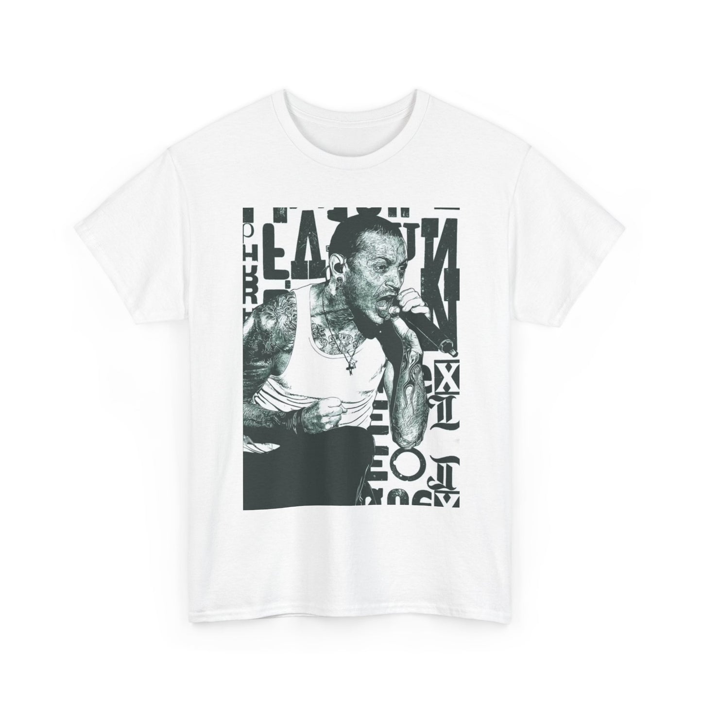 Chester Bennington TShirt Singing LP Stage Art Unisex Heavy Cotton Tee