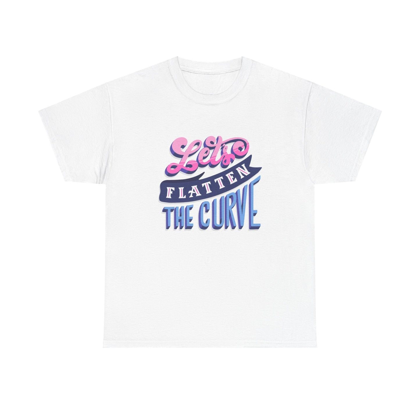 Lets Flatten The Curve Retro Covid T Shirt Graphic Unisex Heavy Cotton Tee