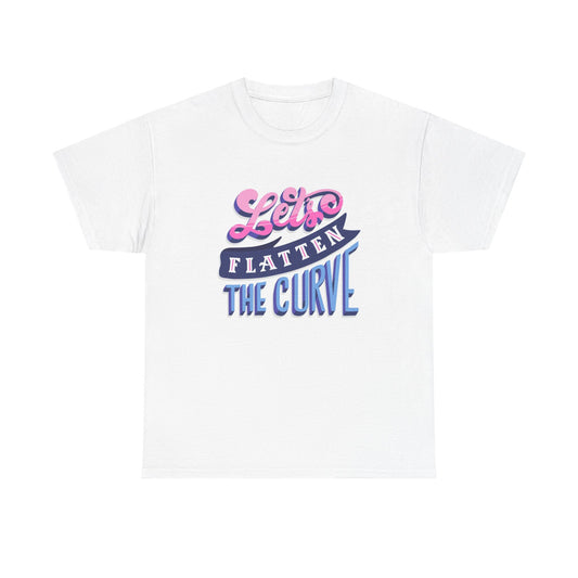 Lets Flatten The Curve Retro Covid T Shirt Graphic Unisex Heavy Cotton Tee