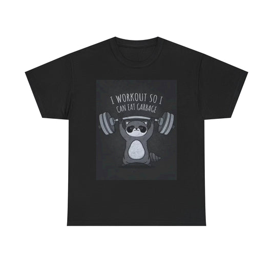 Workout So I Can Eat Graphic T Shirt Trash Panda GYM Unisex Heavy Cotton Tee