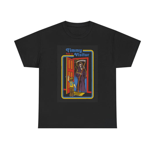 Timmy Has A Visitor Grim Reaper Graphic T Shirt Retro Unisex Heavy Cotton Tee