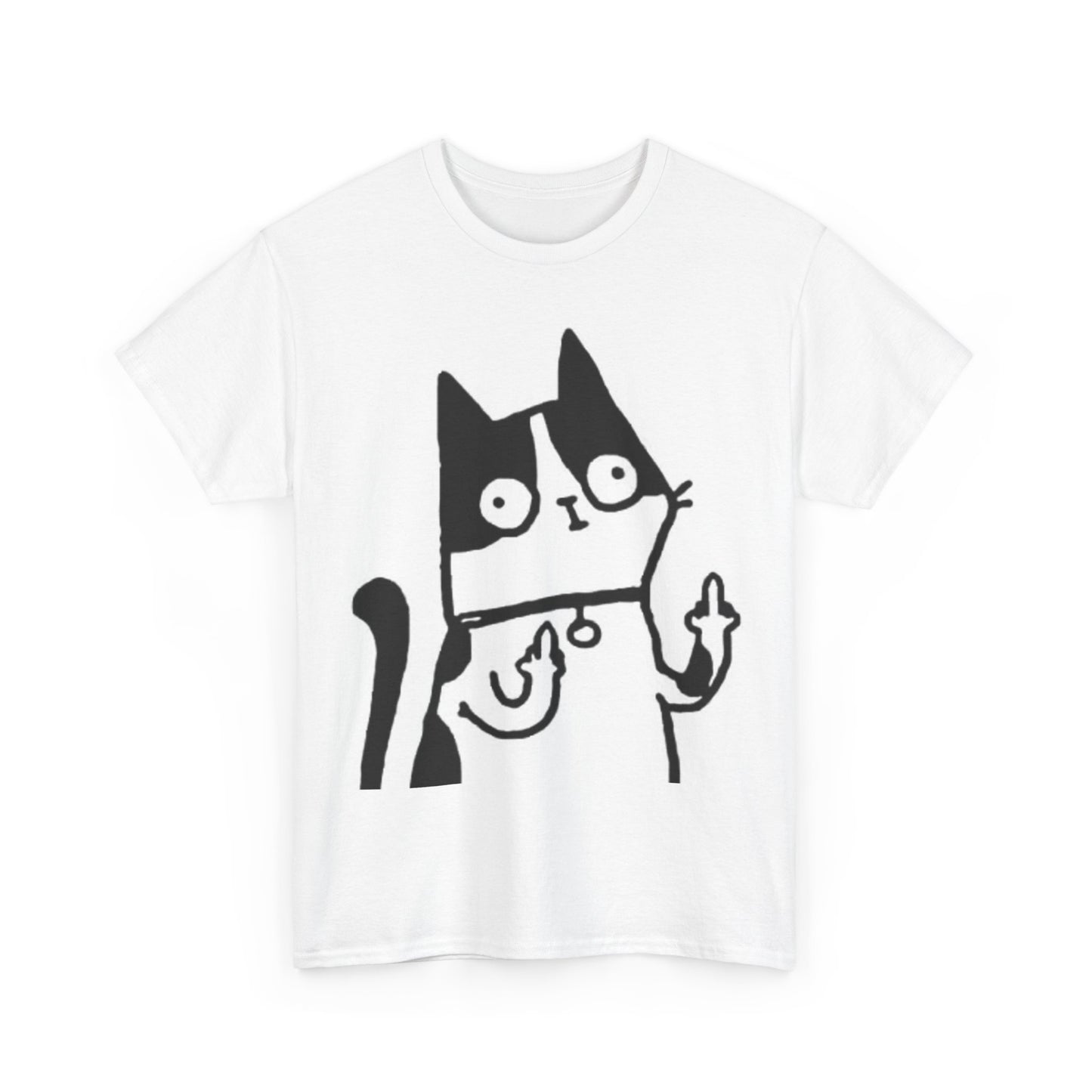 Cat Middle Finger Funny Graphic Shirt Gift Unisex Heavy Cotton Tee