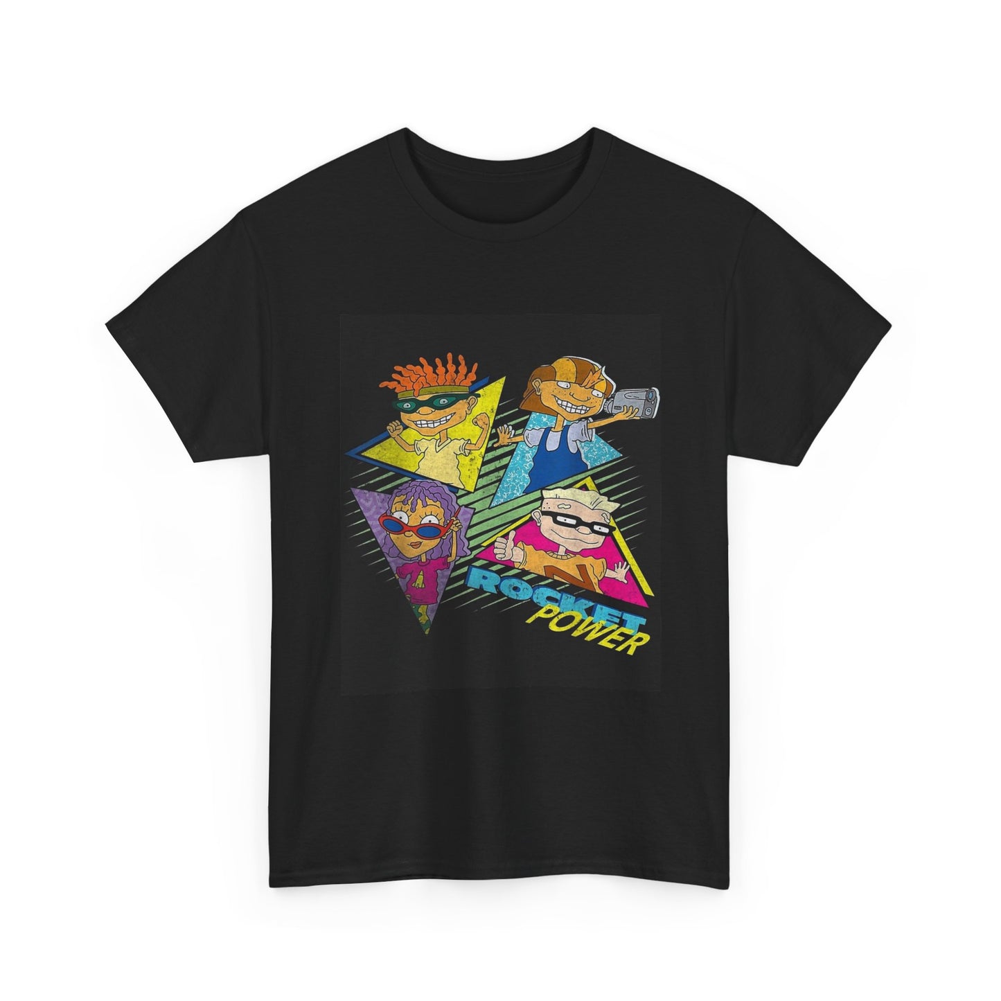 Rocket Power T shirt Neon Logo Retro 90s Cartoon Graphic Unisex Heavy Cotton Tee