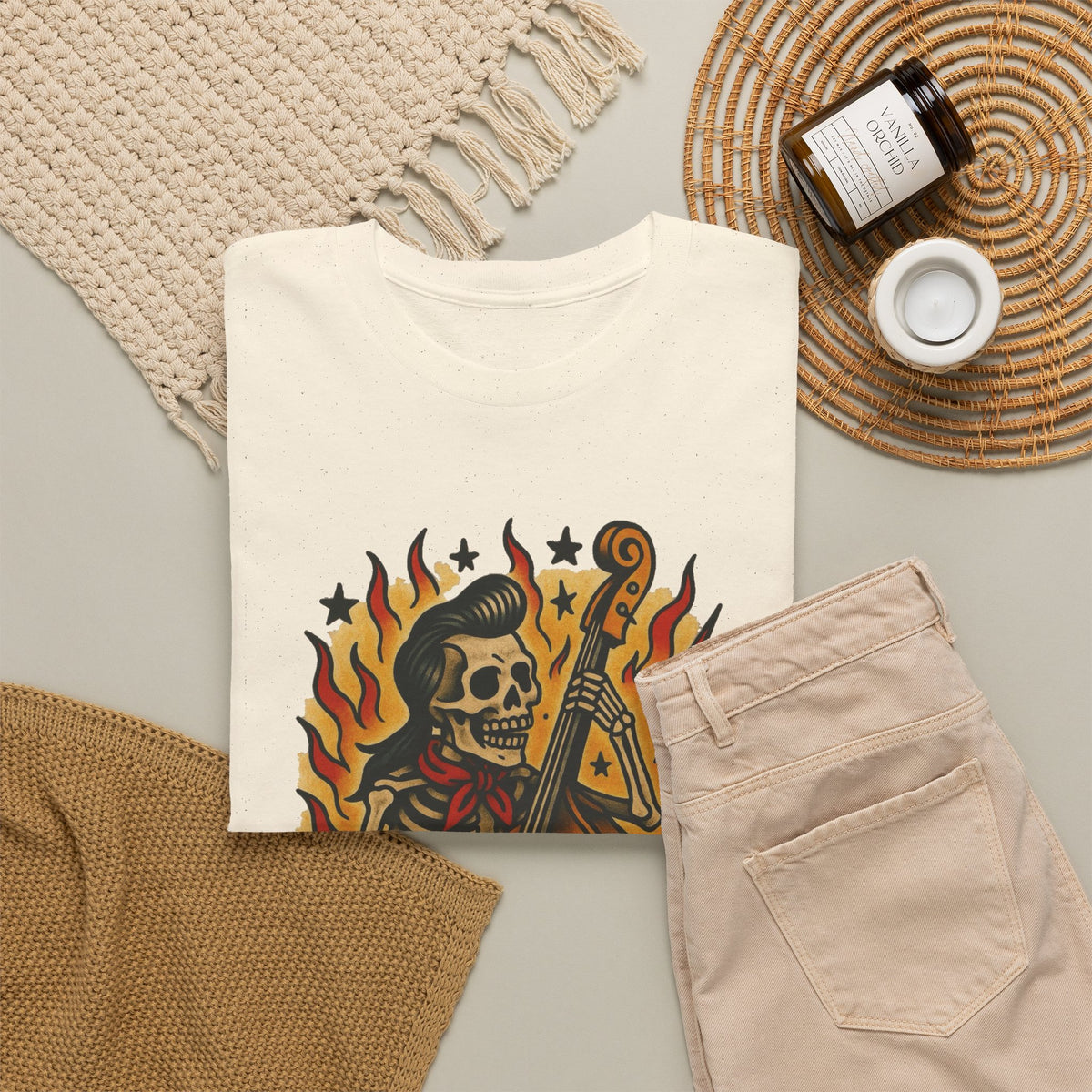 Skeleton Playing Guitar HOT Graphic T-Shirt Men's Tee