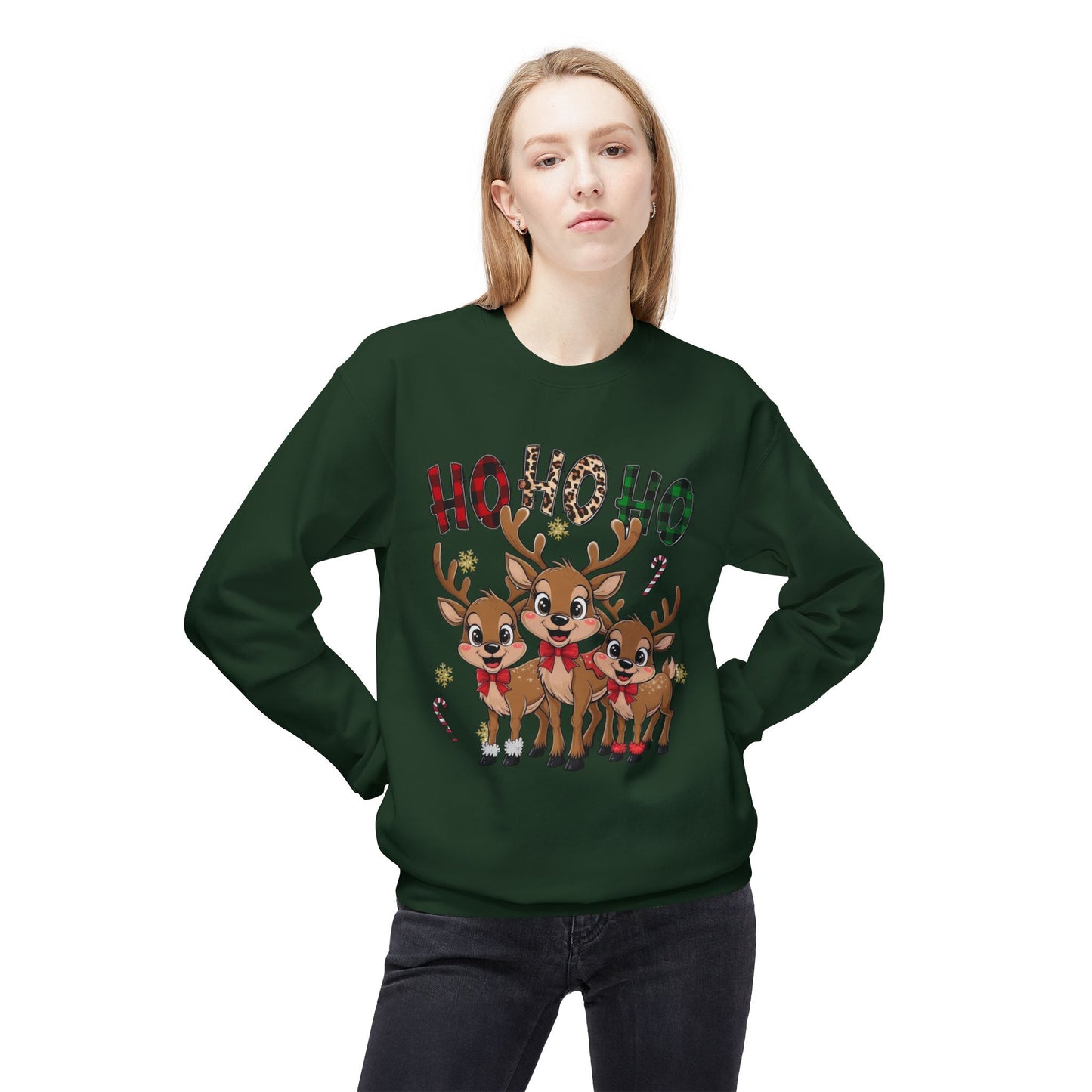 Ho Ho Ho Sweater Christmas Unisex Midweight Softstyle Fleece Crewneck Sweatshirt