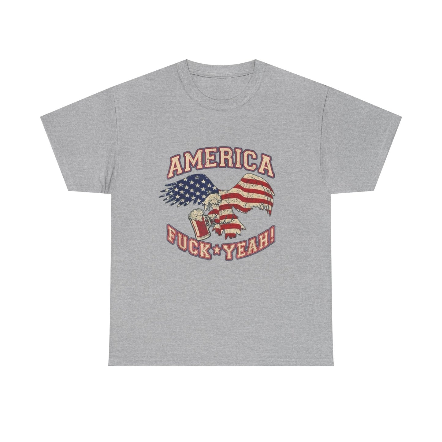 America Hell Yeah Bald Eagles Beer Graphic T Shirt Unisex Heavy Cotton Tee