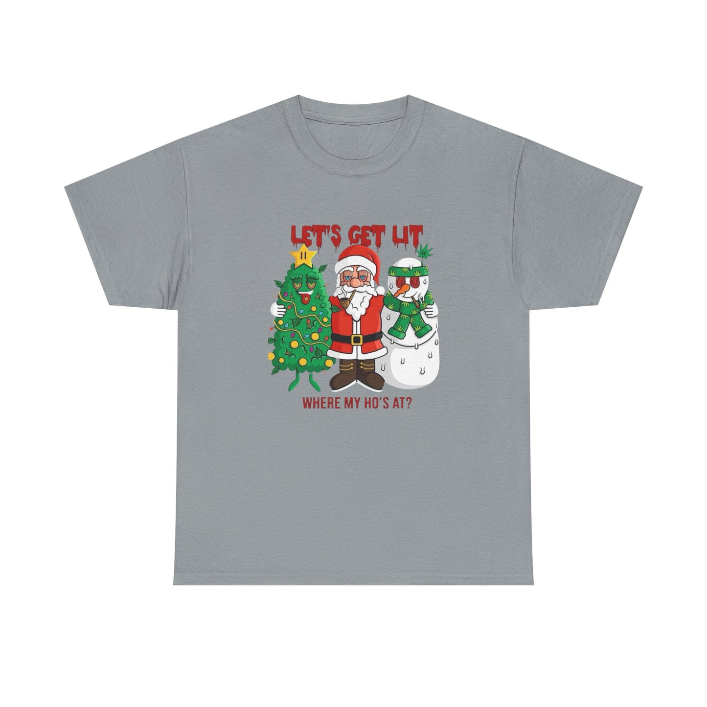 Lets Get Lit This Christmas Graphic T Shirt NEW GIFT Unisex Heavy Cotton Tee