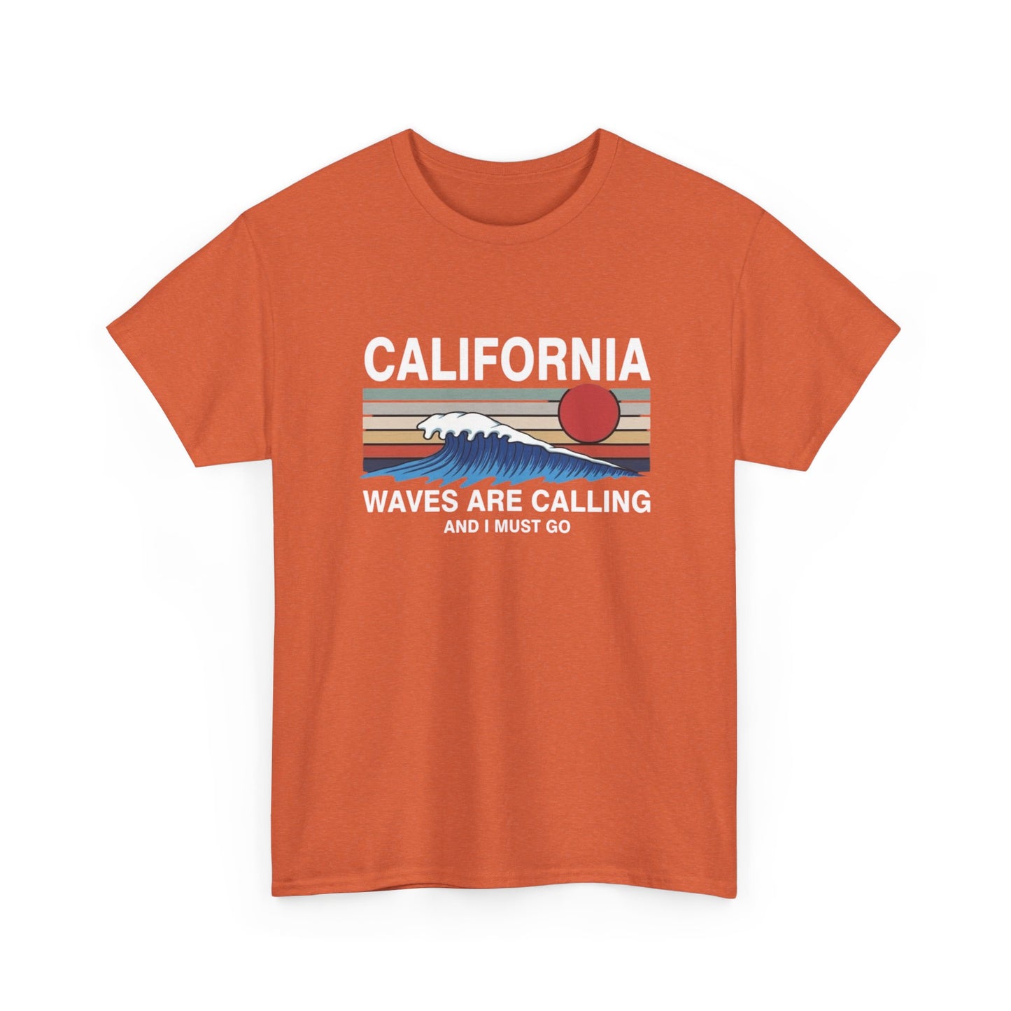 California Waves Are Calling Surfing Graphic T Shirt Unisex Adults NEW