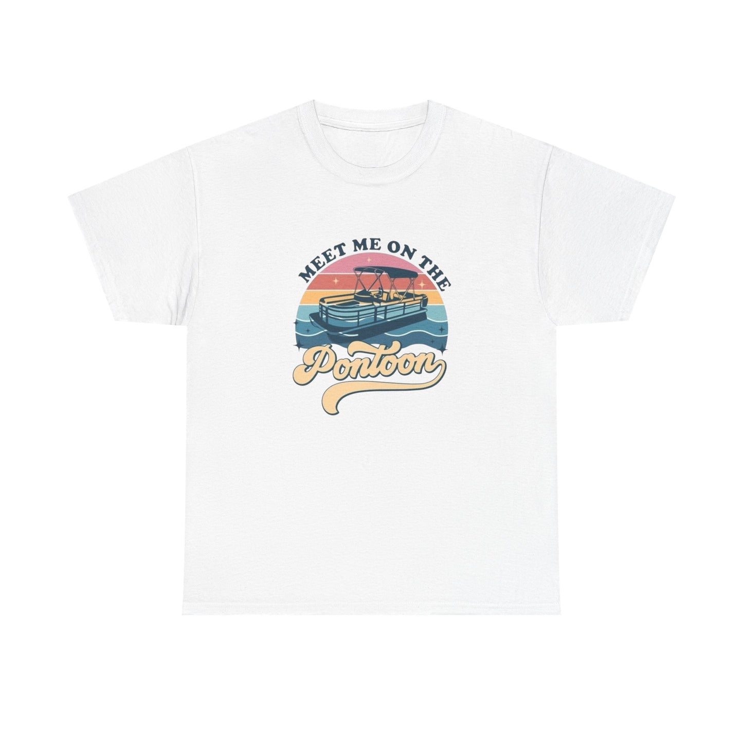 Meet Me On The Pontoon Boat Graphic T Shirt Unisex Heavy Cotton Tee