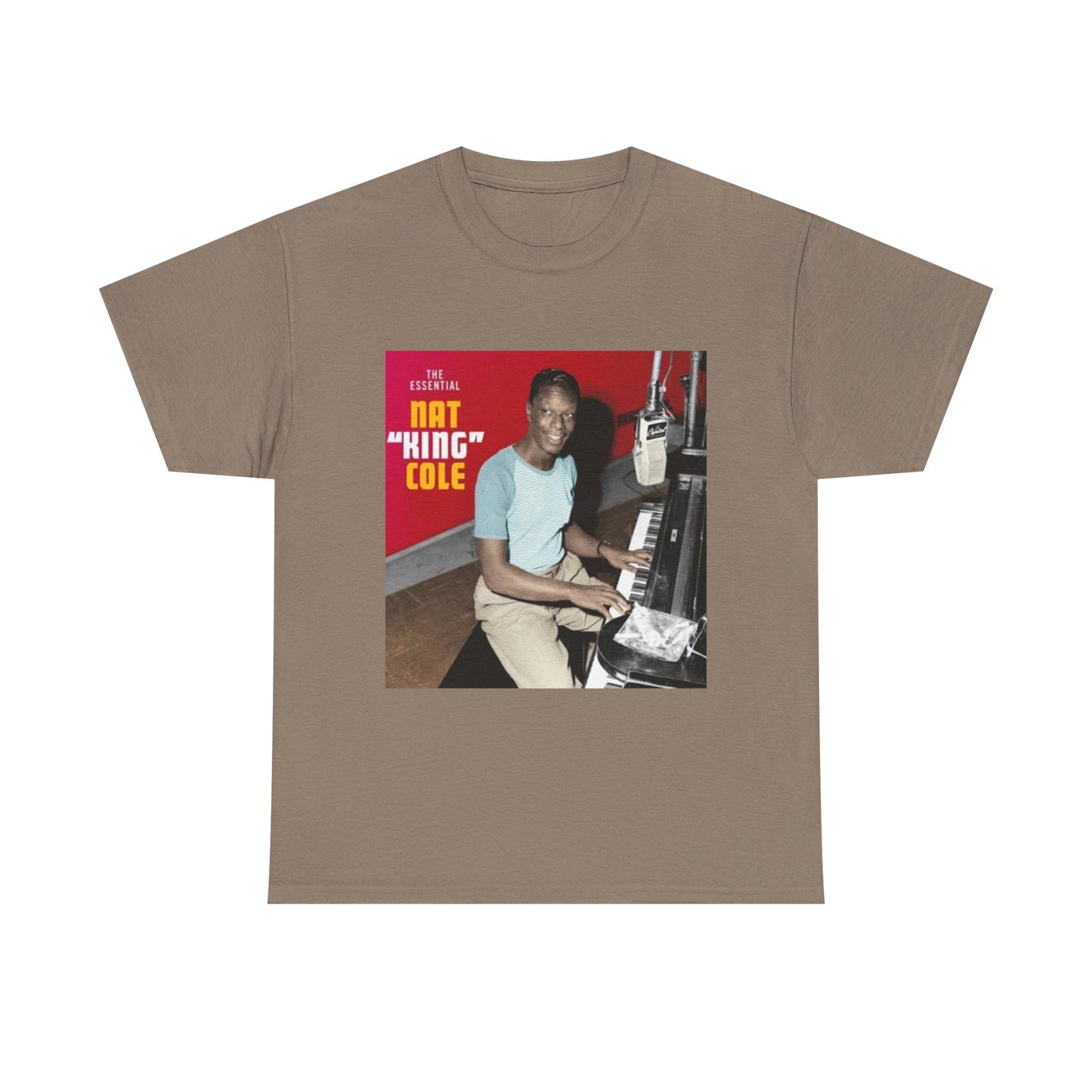 Nat King Cole Tshirt Vintage Piano Concert Poster retro Unisex Heavy Cotton Tee