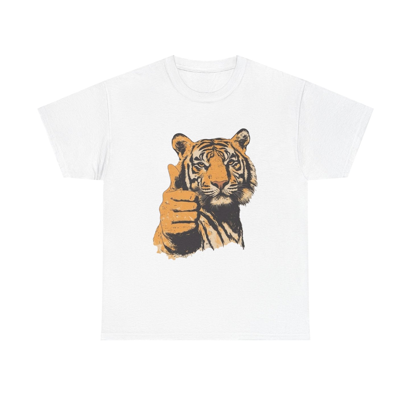 Tiger Thumbs Up Graphic T Shirt Unisex Heavy Cotton Tee