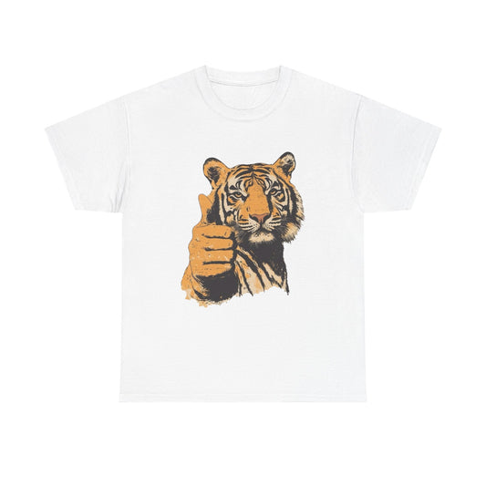 Tiger Thumbs Up Graphic T Shirt Unisex Heavy Cotton Tee