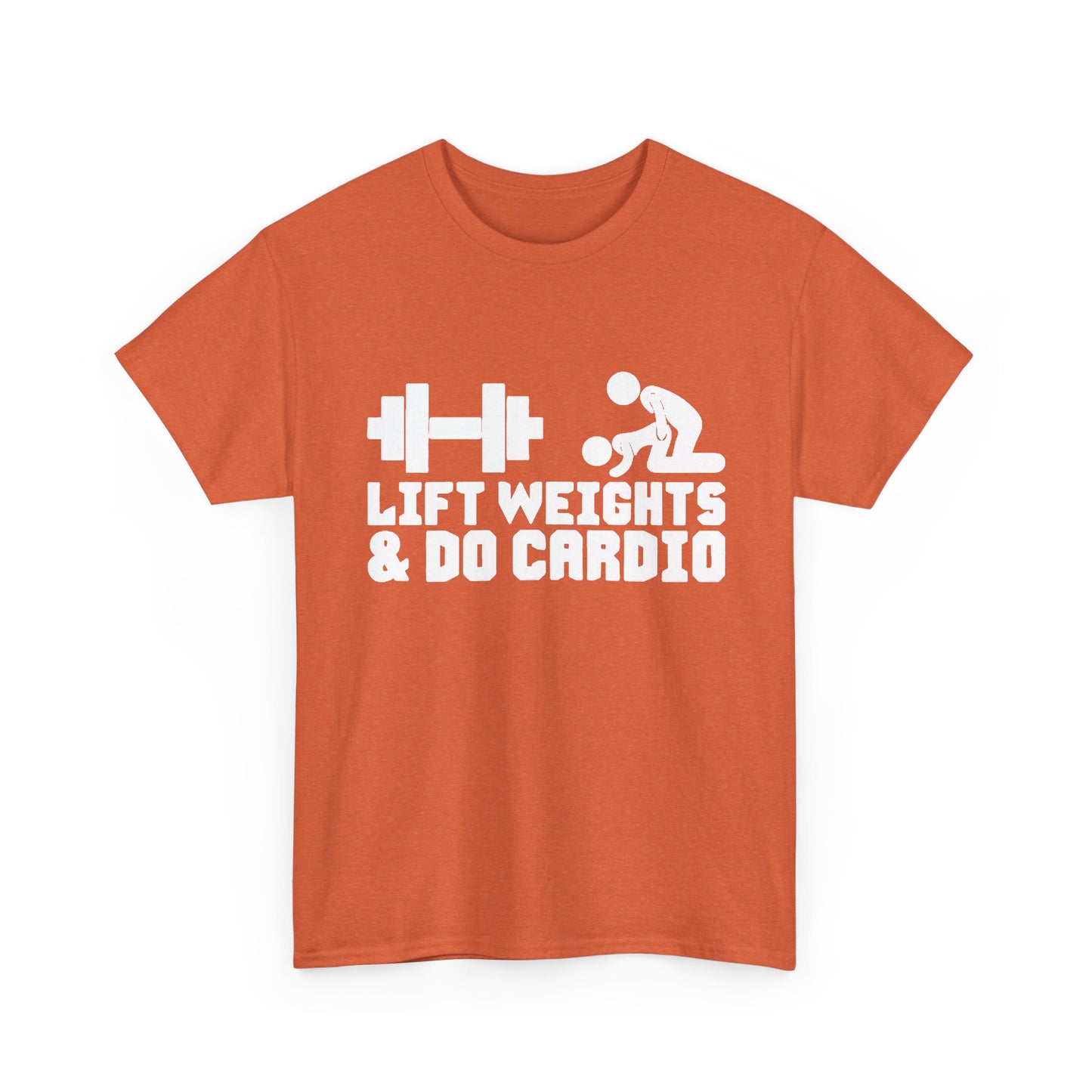 Lift Weights And Cardio Shirt Funny Graphic GYM Workout Unisex Heavy Cotton Tee