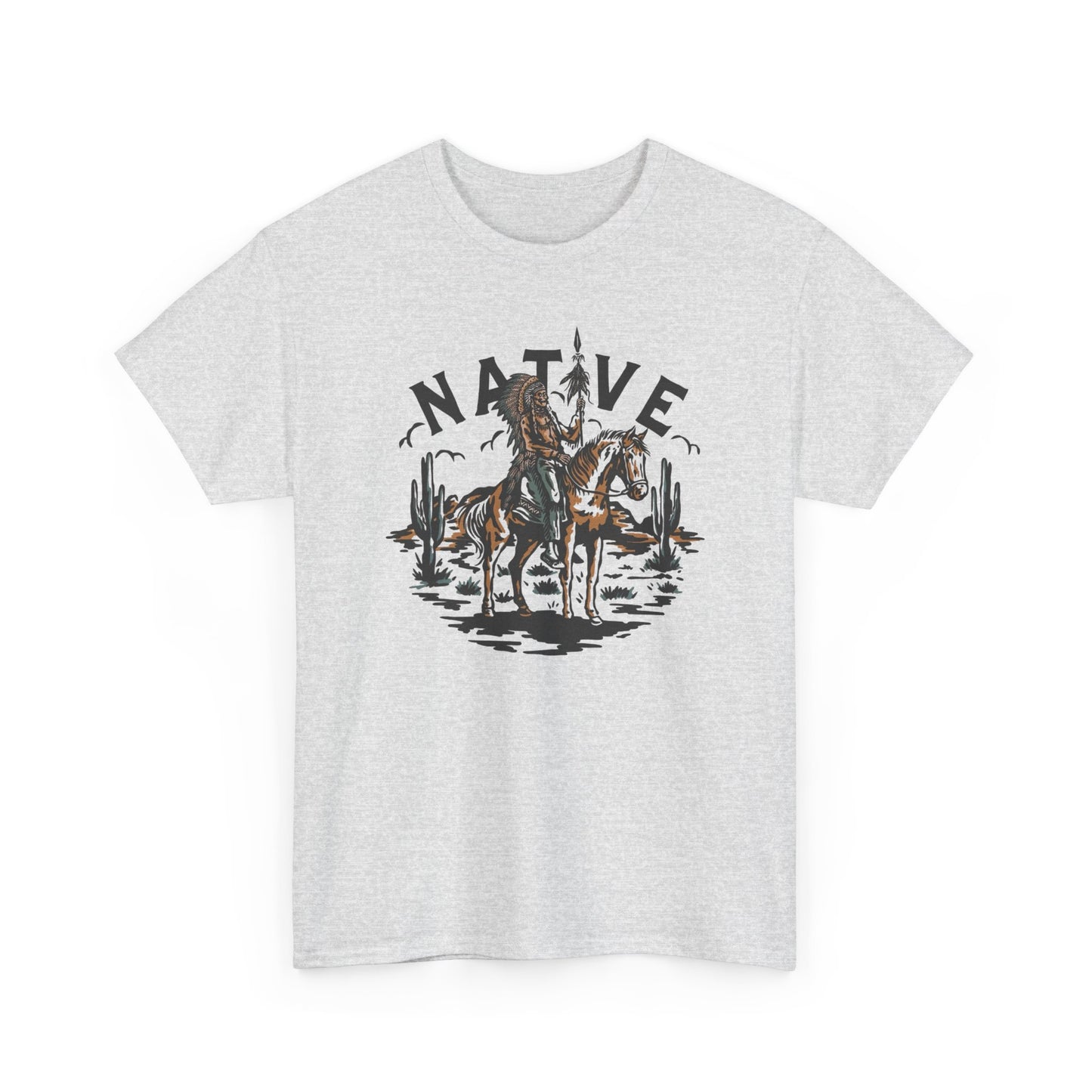 Native American Horse Vintage Graphic T Shirt Unisex Heavy Cotton Tee New Gift