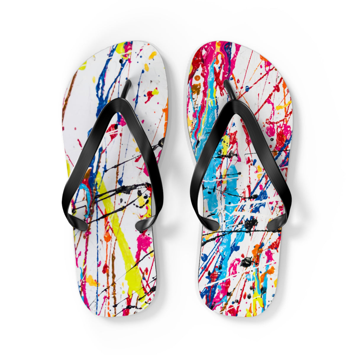 Waves And Sun Sandals Paint Splatter Summer Flip Flops Slides BRAND NEW