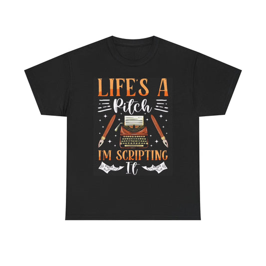 Lifes A Pitch Writer T Shirt Author Books Writer Funny Unisex Heavy Cotton Tee